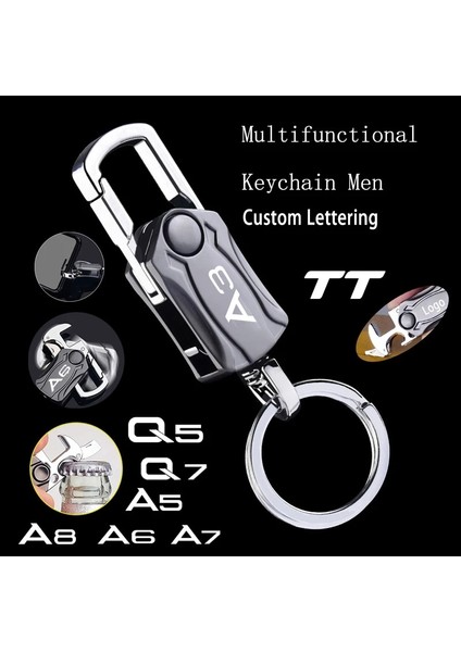 Audı Logosu Audi Için A3 A4 A5 A6 A7 Q2 Q3 Q5 Q7 Q8 Tt Bira Şişe Açacağı Anahtarlık Çok Fonksiyonlu Alaşım Anahtarlık Araba Oyun Anahtarlığı (Yurt Dışından)