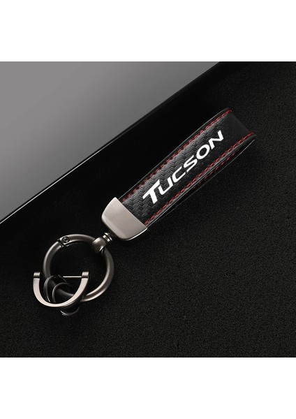Kırmızı Hyundai Tucson Nx Için Araba Yeni Karbon Fiber Hattı ile Deri Araba Anahtarlık Özel Anahtar Yüzükler (Yurt Dışından)