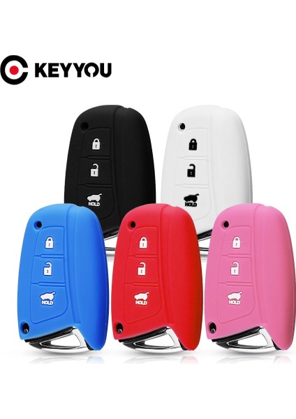 Kırmızı Keyyou Silikon Uzaktan Anahtar Kapak Kılıf Fob Koruyucu Hyundai Solaris IX35 IX45 Accent Elantra Santa Fe 3 Bt Kılıf Anahtar Kapak (Yurt Dışından) fiyatları