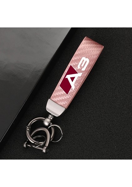 Siyah Araba Yüksek Dereceli Karbon Fiber Deri Araba Keycha Derece Dönen At Nalı Anahtarlıklar Audi Av 8y A4 B6 B7 B8 B9 Araba (Yurt Dışından) fiyatları
