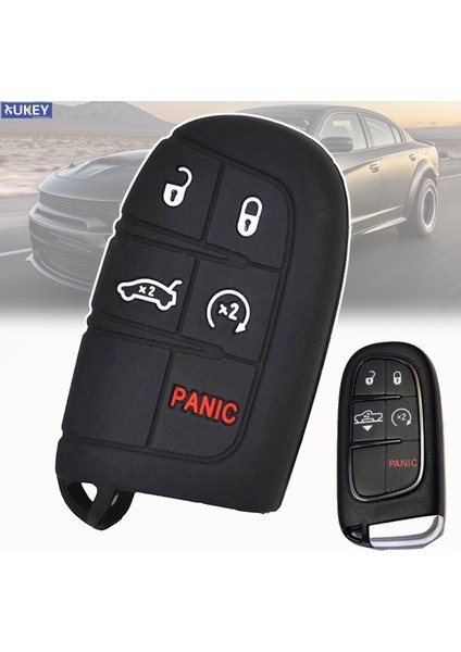 Dodge Ram Charger Journey Için Durango Jeep Grand Cherokee Chrysler Silikon Anahtar Kutu Uzaktan Fob Kapak Kol Anahtarsız Kabuk Kılıf (Yurt Dışından)