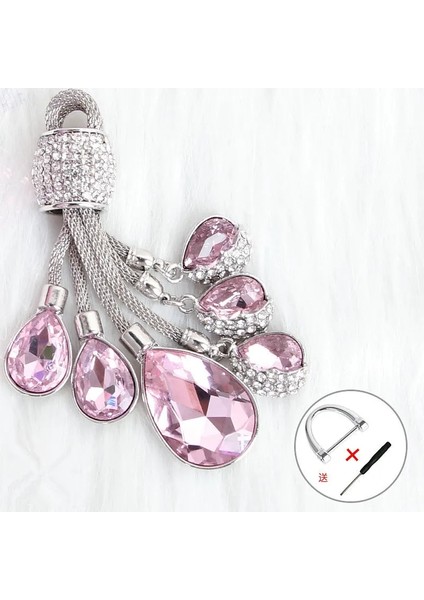 Pembe Üst Parlatıcı Kristal Anahtarlık Gökyüzünün Gözyaşları Alaşım Kaplama Damlacıklar Araba Anahtarı Süsler Bagaj ve Çanta Aksesuarları (Yurt Dışından)
