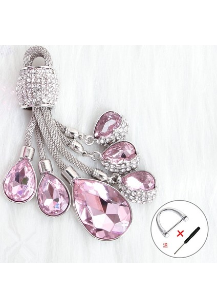 Pembe Üst Parlatıcı Kristal Anahtarlık Gökyüzünün Gözyaşları Alaşım Kaplama Damlacıklar Araba Anahtarı Süsler Bagaj ve Çanta Aksesuarları (Yurt Dışından) modelleri