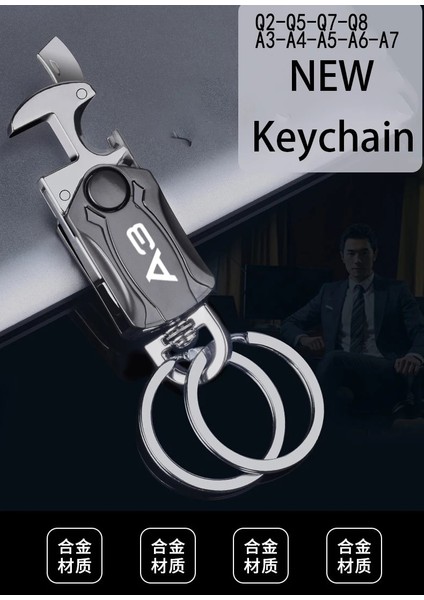 A3 Audi Için A3 A4 A5 A6 A7 Q2 Q3 Q5 Q7 Q8 Tt Bira Şişe Açacağı Anahtarlık Çok Fonksiyonlu Alaşım Anahtarlık Araba Oyun Anahtarlığı (Yurt Dışından)