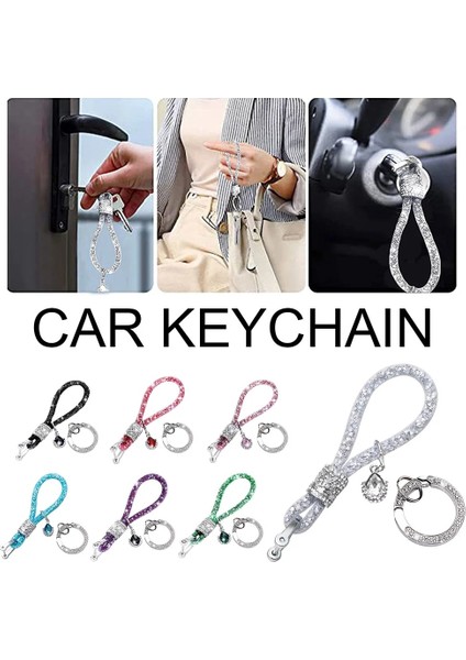 Göl Mavisi Araba Anahtarlık Bling Araba Accessoriey Rhinestones Kristal D-Ring Alaşımlı Anahtarlık Halat Takı Kadınlar Için Kız Hediye (Yurt Dışından) modelleri