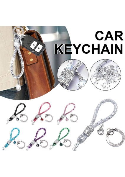 Göl Mavisi Araba Anahtarlık Bling Araba Accessoriey Rhinestones Kristal D-Ring Alaşımlı Anahtarlık Halat Takı Kadınlar Için Kız Hediye (Yurt Dışından) fırsatları