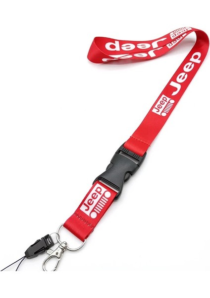 Kırmızı Jeep Toka Asılı Boyun Ipi Anahtarlık Anahtarlık Cep Telefonu Çalışma Kımlığı Kolye Wrangler Jk Cherokee 4x4 Için Hızlı Bırakma (Yurt Dışından)