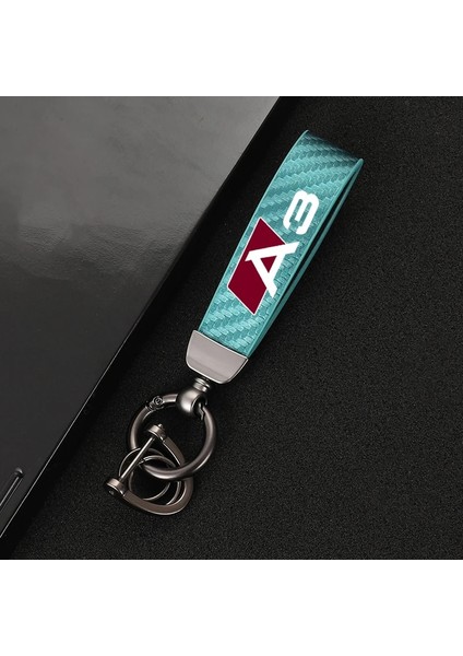 Yeşil Araba Yüksek Dereceli Karbon Fiber Deri Araba Keycha Derece Dönen At Nalı Anahtarlıklar Audi Av 8y A4 B6 B7 B8 B9 Araba (Yurt Dışından)