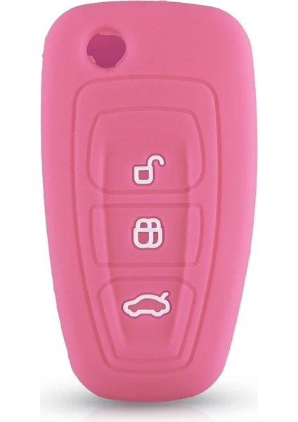 Pembe Keyyou 3 Düğme Ford Ranger C-Max Odak Galaxy Mondeo Transit Tourneo Özel Silikon Araba Uzaktan Anahtarlık Kapak Kılıf (Yurt Dışından)