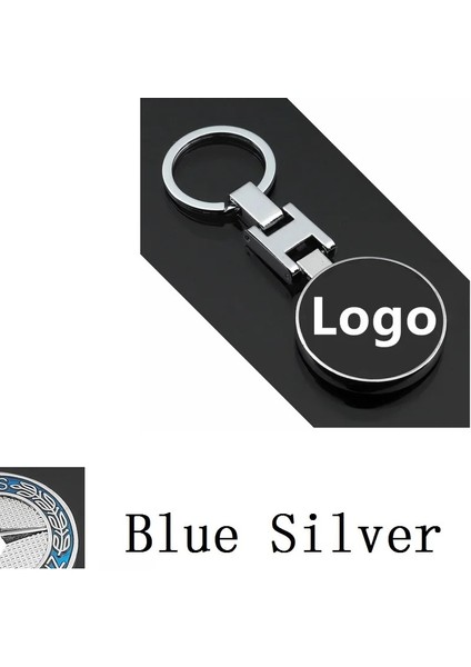 Mavi Gümüş Moda Metal Çift Taraflı Yaratıcı Içi Boş Sanat Araba Anahtarlık Kolye Aksesuarları Mercedes Araba Anahtarlık Anahtarlık Evrensel (Yurt Dışından)