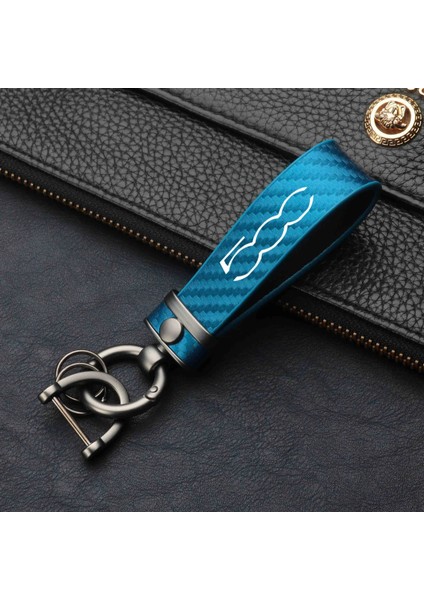 Mavi Yüksek Dereceli Karbon Fiber Desen Araba Anahtarlık Araba Logosu Fiat Abart Abart Abartar Için Özel Anahtarlık Aksesuarları (Yurt Dışından)