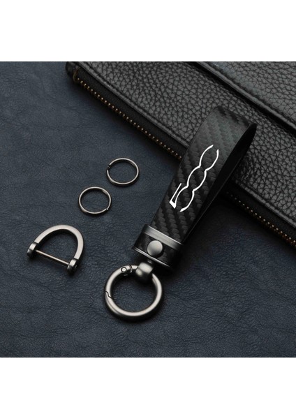 Mavi Yüksek Dereceli Karbon Fiber Desen Araba Anahtarlık Araba Logosu Fiat Abart Abart Abartar Için Özel Anahtarlık Aksesuarları (Yurt Dışından)