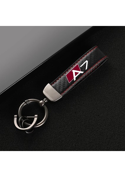 A7 Audi Için A3 A4 A5 A6 A7 A8 Q3 Q5 Q7 Q8 Araba Aksesuarları Yeni Karbon Fiber Deri Araba Anahtarlık Özel Dönen At Nalı Anahtarlıklar (Yurt Dışından)