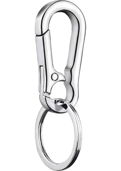 Gümüş Rengi Araba Anahtarlık Paslanmaz Çelik Basit Güçlü Karabina Şekli Anahtarlık Tırmanma Kancası Anahtarlık Yüzükler Paslanmaz Çelik Adam Için Hediye (Yurt Dışından)