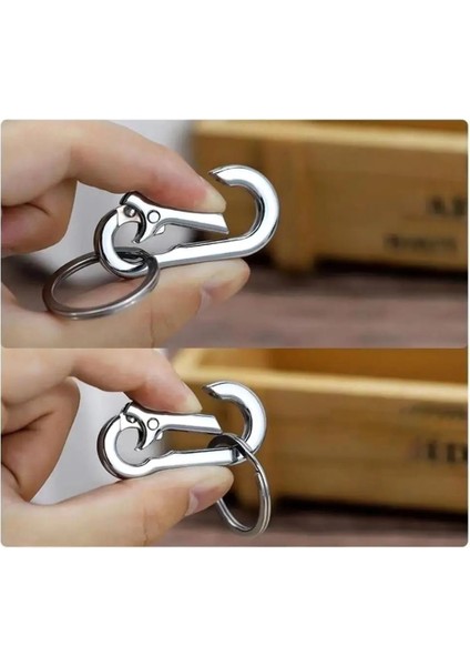 Gümüş Rengi Araba Anahtarlık Paslanmaz Çelik Basit Güçlü Karabina Şekli Anahtarlık Tırmanma Kancası Anahtarlık Yüzükler Paslanmaz Çelik Adam Için Hediye (Yurt Dışından) modelleri