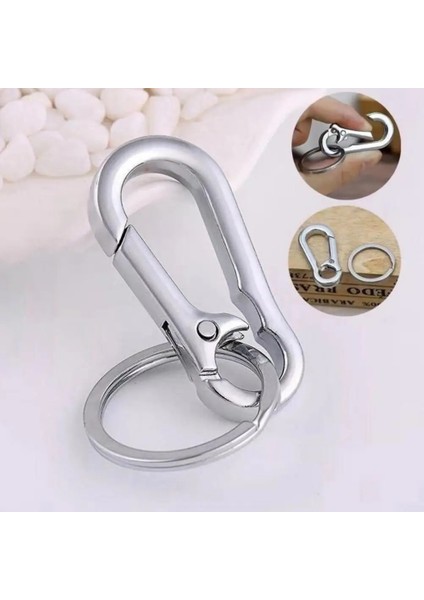 Gümüş Rengi Araba Anahtarlık Paslanmaz Çelik Basit Güçlü Karabina Şekli Anahtarlık Tırmanma Kancası Anahtarlık Yüzükler Paslanmaz Çelik Adam Için Hediye (Yurt Dışından) fırsatları