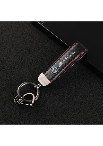 Siyah Karbon Fiber Deri Araba Anahtarlık Özel Spor Hattı Anahtar Yüzükler Alfa Romeo Giulietta Giulia Mito Örümcek Araba (Yurt Dışından)
