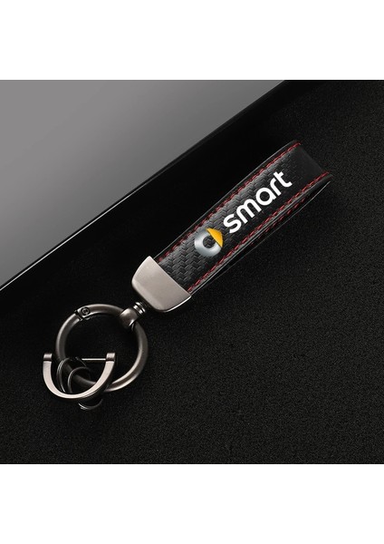 Kırmızı Smart Fortwo Forfour Için Akıllı Logo Araba Styling Karbon Fiber Deri Araba Anahtarlık Özel Spor Hattı Anahtar Yüzükler Hediye (Yurt Dışından)