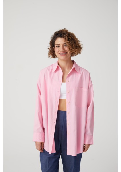 Pembe Oversize Gömlek