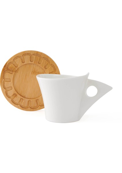 Belina 12 Parça Bambu Tabaklı Çay Fincan Takımı - Beyaz indirimleri