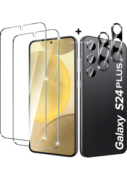 Samsung Galaxy S24 Plus 6.7" Ekran Koruyucu Cam ve 3D Hd Kamera Lens Koruyucu Cam Set