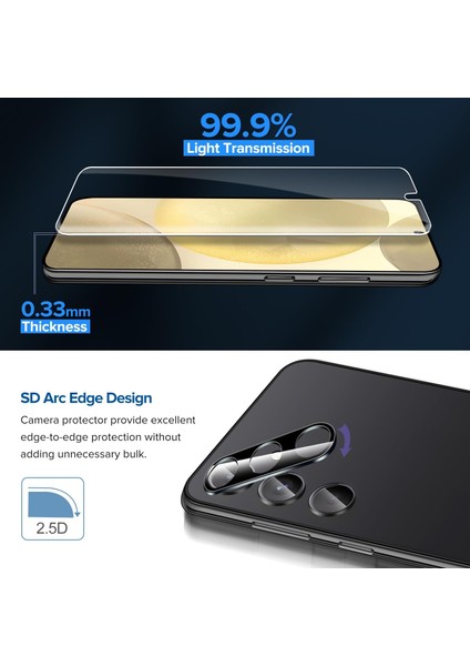Samsung Galaxy S24 Plus 6.7" Ekran Koruyucu Cam ve 3D Hd Kamera Lens Koruyucu Cam Set
