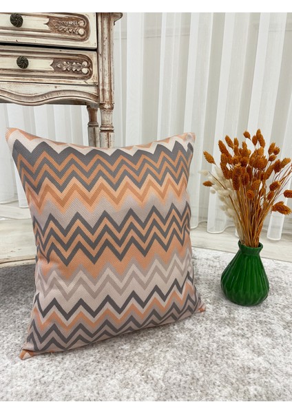 Zigzag Desen Renkli Kırlent Kılıfı 45 x 45