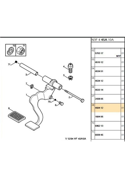 Pedal Lastiği Fren 306 405 (TRL450412-450412)