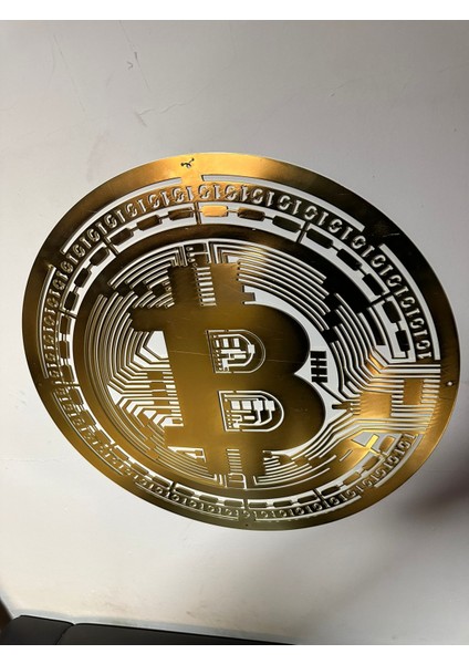 Bitcoin Detaylı Altın Kaplamalı Metaltablo