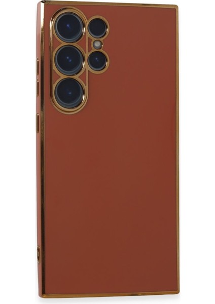 Samsung Galaxy S24 Ultra Kılıf Köşeli Altın Model Kapak