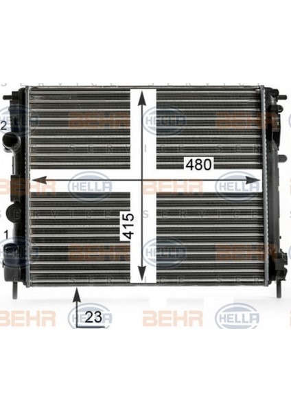 Radyatör Clio Ii-Kng-Logan1.5 Dci-1.6 16V-1.9 DTI-K4M(AC+KLIMASIZ+MEK)(480X414X28) 18051