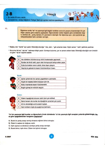 Harika Kitap 8. Sınıf LGS Deneme Sınavı - Sözel Bölüm - 4 Kitap