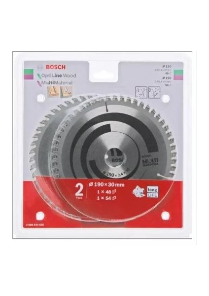Opw/mltmtrl Daire Testere 190X30MM 48/54 Diş 2'li Set