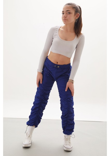 Lacivert Şerit Dikişli Kız Paraşüt Pantolon 18006 fırsatları