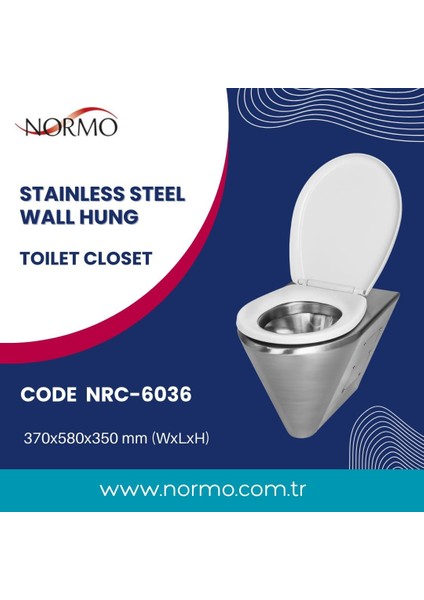 Paslanmaz Çelik Engelli Klozeti S Çıkışlı-Taharet Çubuksuz 370x700x460mm (NRC-6038-SXXL) fırsatları