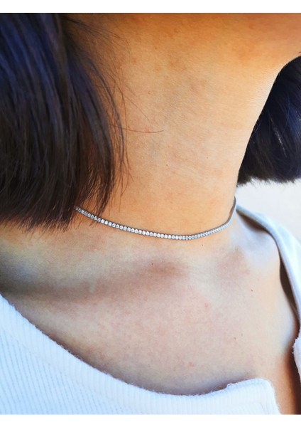 Gümüş Beyaz Taşlı Choker Su Yolu Kolye fırsatları