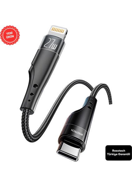 27W Usb-C To Lightning Süper Hızlı Şarj Kablosu (Rosstech Türkiye Garantili)