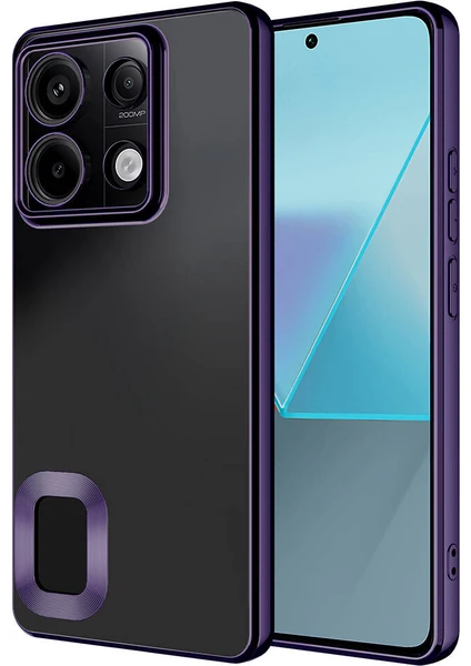 Case 4u Xiaomi Redmi Note 13 Pro 5g Kılıf Kamera Lens Korumalı Şeffaf Renkli Logo Gösteren Parlak Omega Kapak Derin Mor