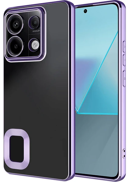 Case 4u Xiaomi Redmi Note 13 Pro 5g Kılıf Kamera Lens Korumalı Şeffaf Renkli Logo Gösteren Parlak Omega Kapak Lila