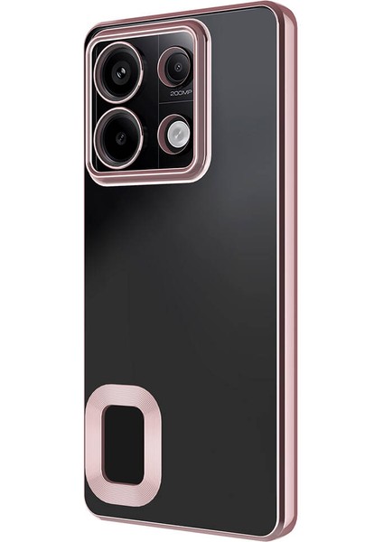 Xiaomi Redmi Note 13 Pro 5g Kılıf Kamera Lens Korumalı Şeffaf Renkli Logo Gösteren Parlak Omega Kapak Rose Gold