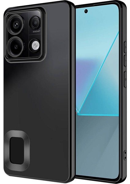 Case 4u Xiaomi Redmi Note 13 Pro 5g Kılıf Kamera Lens Korumalı Şeffaf Renkli Logo Gösteren Parlak Omega Kapak Siyah