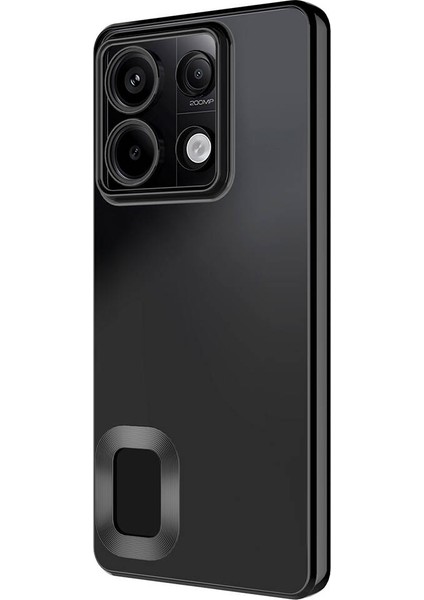 Case 4u Xiaomi Redmi Note 13 Pro 5g Kılıf Kamera Lens Korumalı Şeffaf Renkli Logo Gösteren Parlak Omega Kapak Siyah