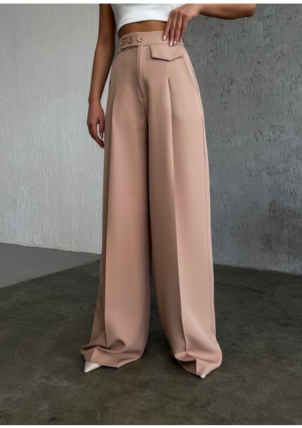 Kadın Düğme Detaylı Palazzo Pantolon modelleri
