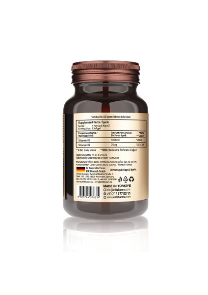 Vitamin D3 + Vitamin K2 30 Softgel fiyatları