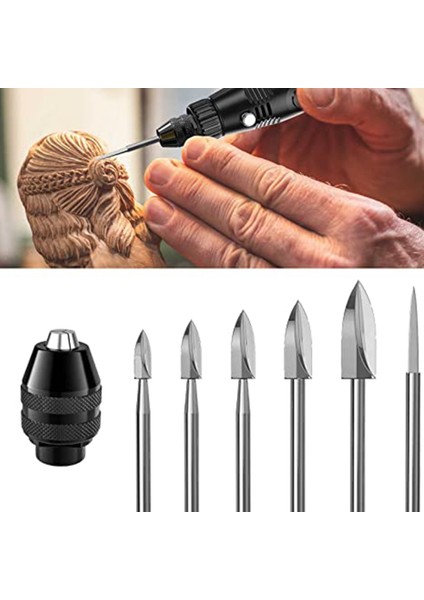 Ahşap Işleme Aletleri ve Aksesuarları-5 x Hss Ahşap Oyma Uçları 1 x Konumlandırma Aleti 1 x Hızlı Değiştirilebilir Anahtarsız Pens 1 x Şeffaf Kutu-Gümüş (Yurt Dışından) fırsatları