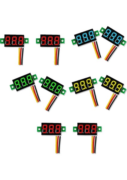 10PCS Dc Voltmetre Ekran 3-Wire Dc 0-100V Gerilim Test Cihazı 4 Renk Kombine Mini (Yurt Dışından)