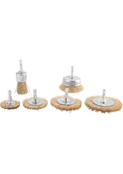 6'lı Matkap Tel Fırça Ataşman Seti, Pirinç Kaplamalı (Yurt Dışından)