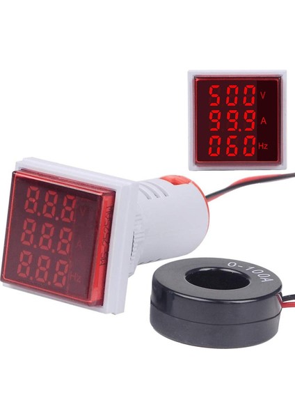 In 1 Ac 60 ~ 500 V Dijital Voltmetre Ampermetre Hz Hertz Frekans Metre Akım Gerilim Göstergesi Test Cihazı Amp Sinyal Işığı LED 22MM (Yurt Dışından)