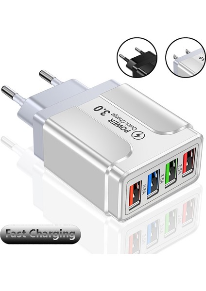 Hızlı Şarj 3.0 4.0 4 USB Bağlantı Noktası Hızlı Şarj Şarj Cihazı Evrensel Cep Telefonu Şarj Cihazları IPhone 13 x Xiaomi Tablet Ab Abd Tak (Yurt Dışından)