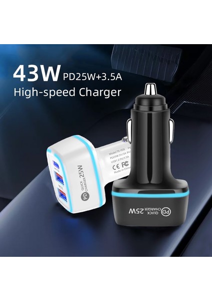 43W Çift USB Pd Araba Şarjı Hızlı Şarj USB C Araç Telefonu Şarj Cihazı iPhone 14 13 12 Pro Max Xiaomi Huawei Samsung (Yurt Dışından) fiyatları